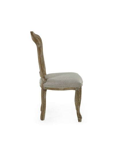 Set of 2 Camille Limed Oak Rattan Back Dining Chairs with French Style Legs – Oatmeal Linen and Limed Oak