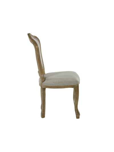 Set of 2 Camille Oatmeal Linen Upholstered Dining Chairs with French Style Legs – Oatmeal Linen and Limed Oak