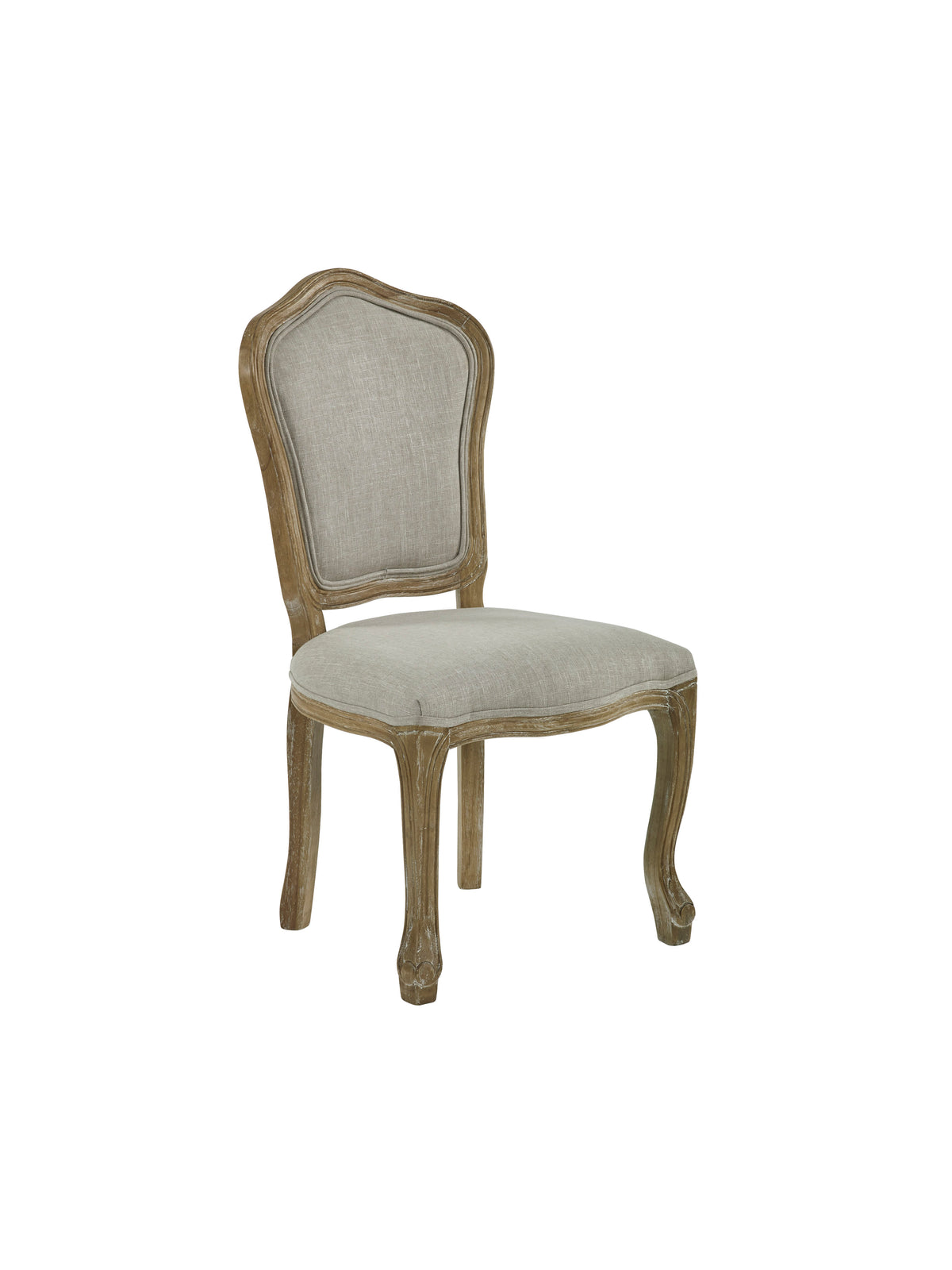 Set of 2 Camille Oatmeal Linen Upholstered Dining Chairs with French Style Legs – Oatmeal Linen and Limed Oak