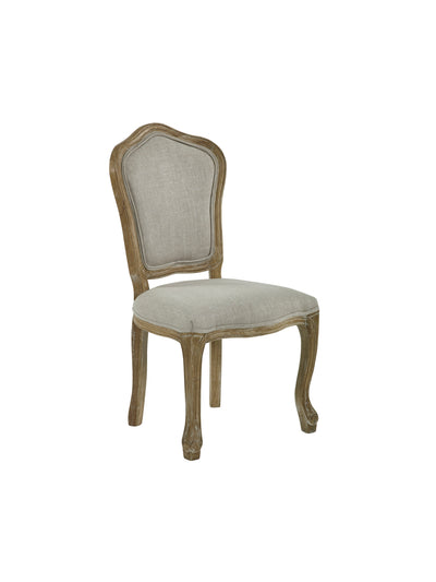 Set of 2 Camille Oatmeal Linen Upholstered Dining Chairs with French Style Legs – Oatmeal Linen and Limed Oak