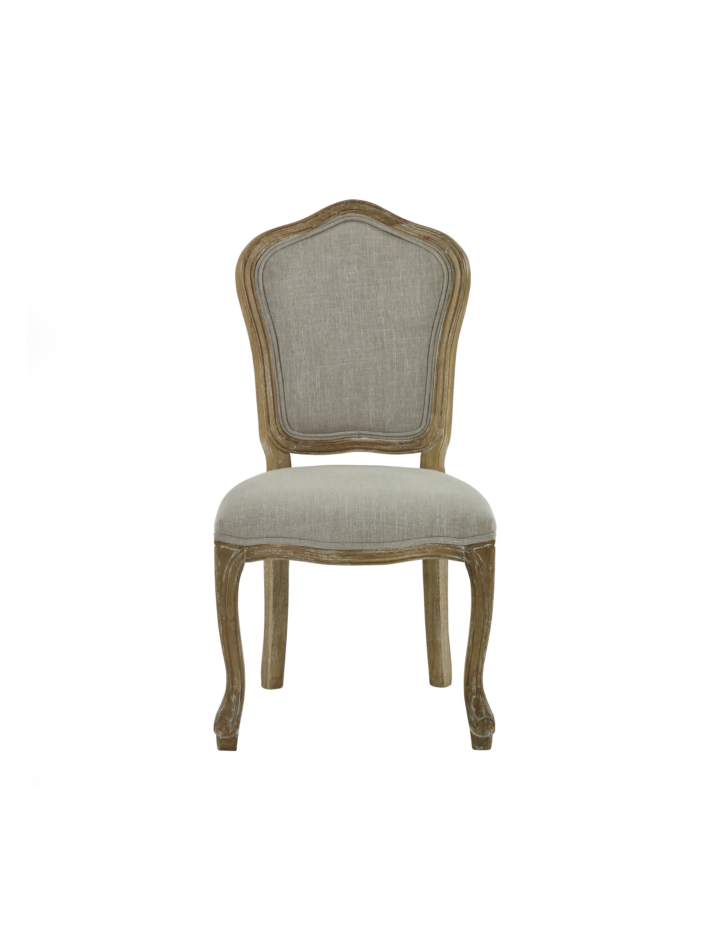 Set of 2 Camille Oatmeal Linen Upholstered Dining Chairs with French Style Legs – Oatmeal Linen and Limed Oak