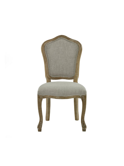 Set of 2 Camille Oatmeal Linen Upholstered Dining Chairs with French Style Legs – Oatmeal Linen and Limed Oak