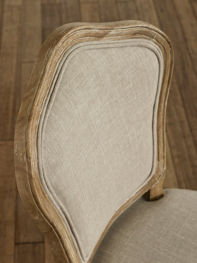 Set of 2 Camille Oatmeal Linen Upholstered Dining Chairs with French Style Legs – Oatmeal Linen and Limed Oak