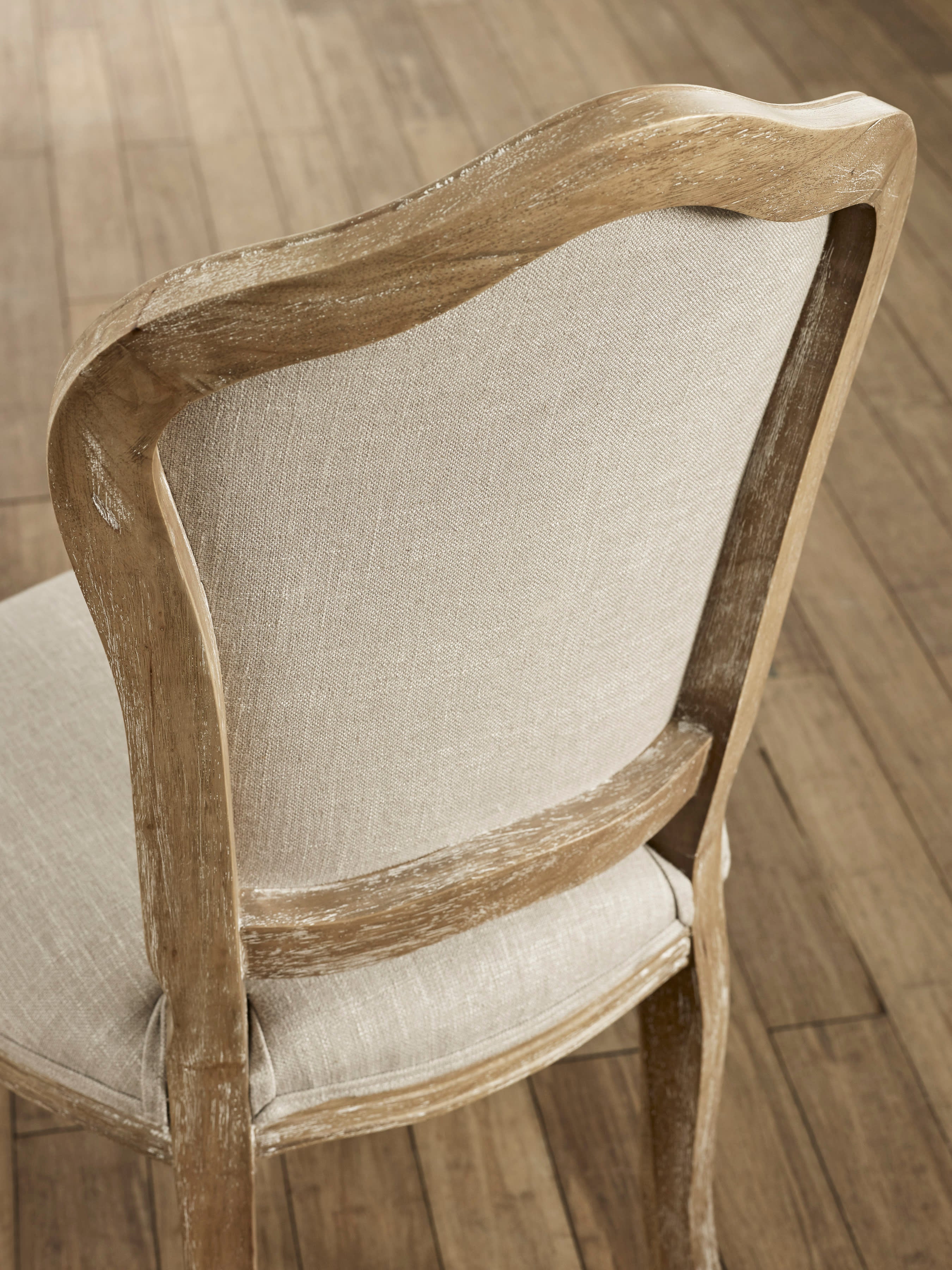 Set of 2 Camille Oatmeal Linen Upholstered Dining Chairs with French Style Legs – Oatmeal Linen and Limed Oak