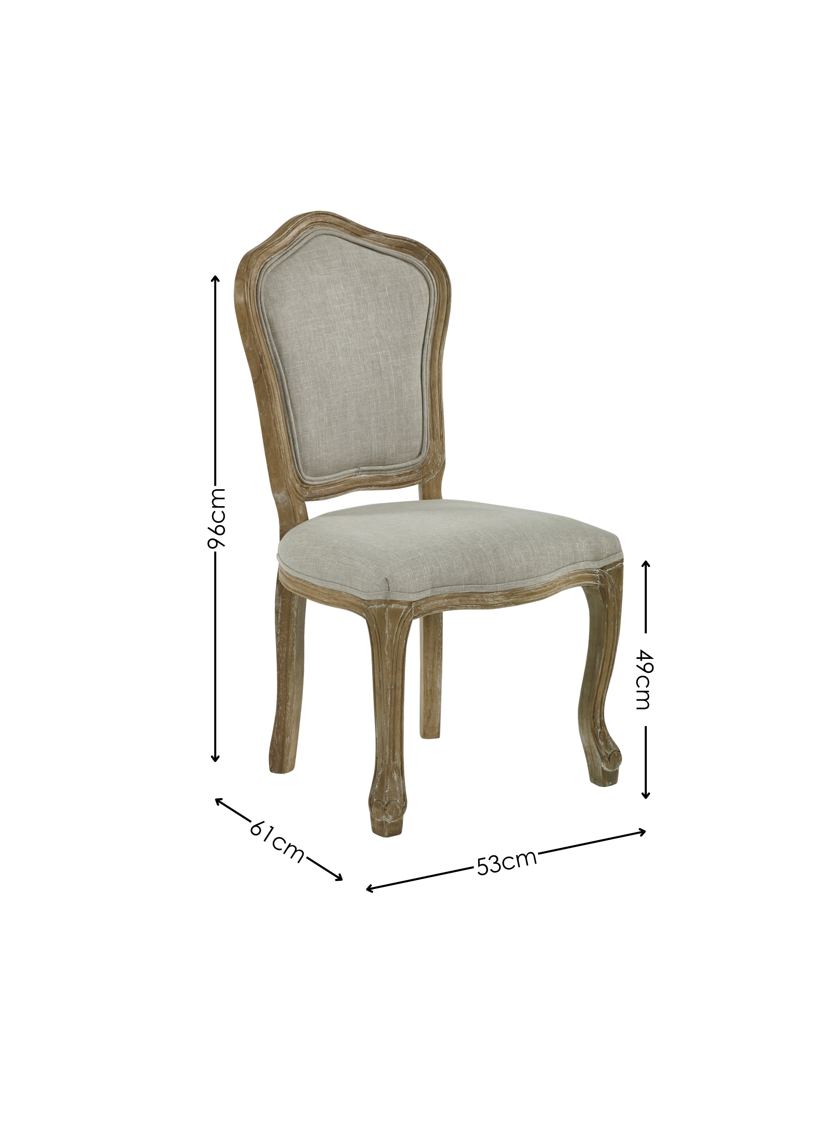 Set of 2 Camille Oatmeal Linen Upholstered Dining Chairs with French Style Legs – Oatmeal Linen and Limed Oak