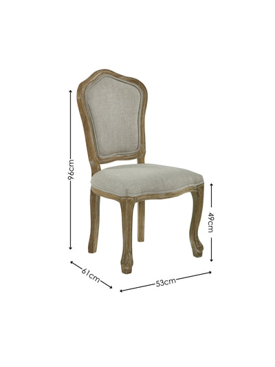 Set of 2 Camille Oatmeal Linen Upholstered Dining Chairs with French Style Legs – Oatmeal Linen and Limed Oak