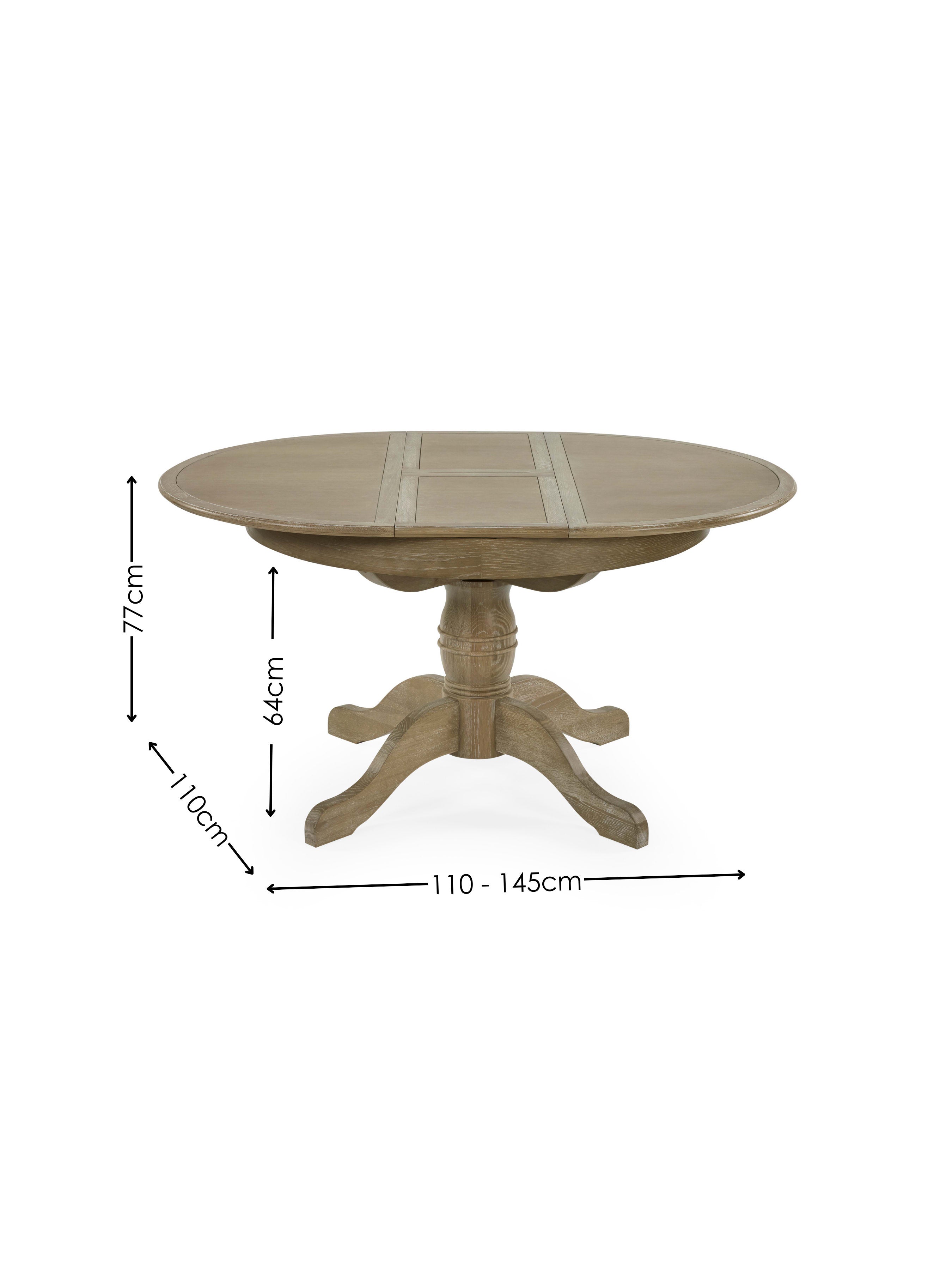 Camille Round Limed Oak Extending Dining Table Set with 4 Satie Chairs