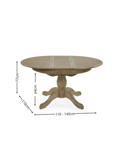 Camille Round Limed Oak Extending Dining Table Set with 4 Satie Chairs