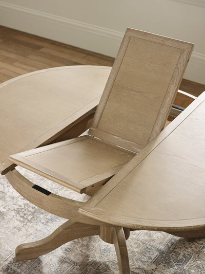 Camille Round Limed Oak Extending Dining Table Set with 4 Satie Chairs