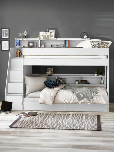 Camelot Staircase Bunk All White