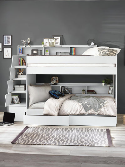 Camelot Staircase Bunk All White