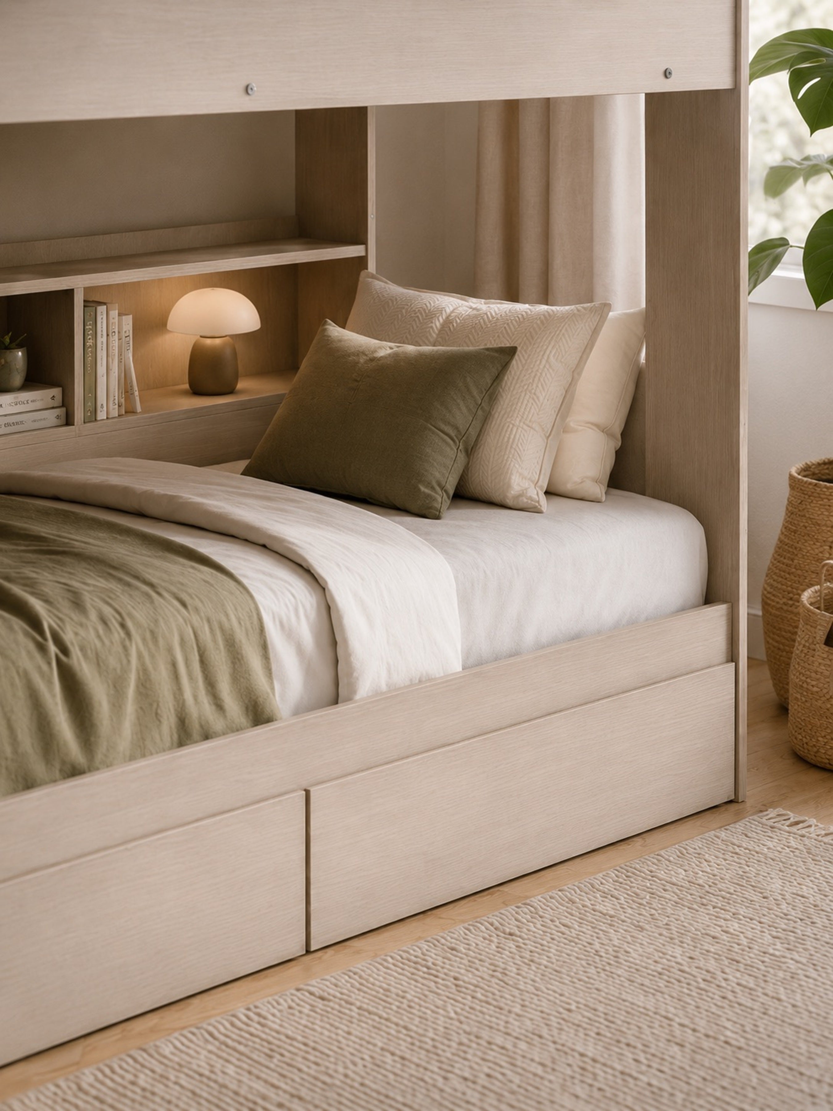 Camelot Bunk Bed with Stairs – Nordic White Wood Effect