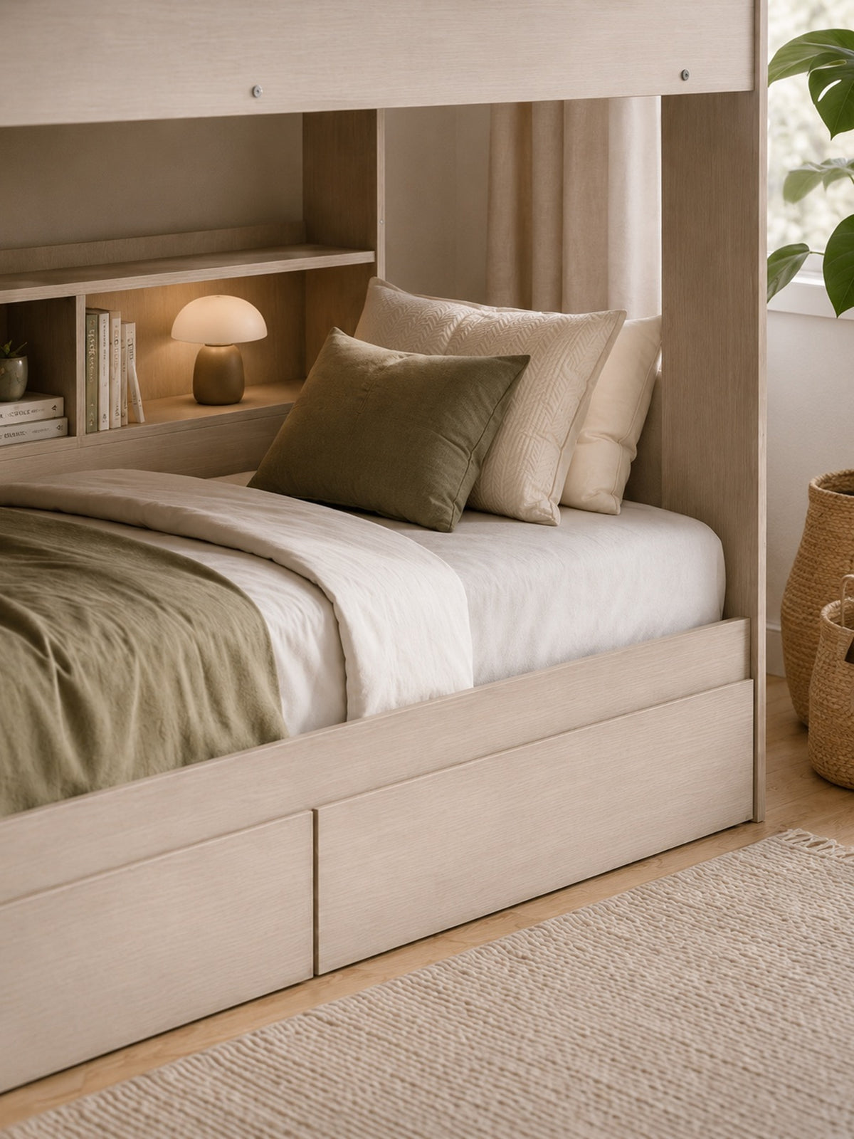 Camelot Bunk Bed with Stairs – Nordic White Wood Effect