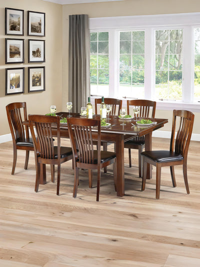 Canterbury Rectangular Extending Table and 6 Canterbury Chairs – Mahogany Effect