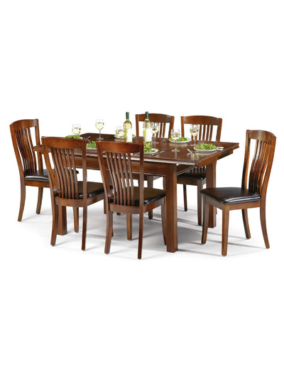 Canterbury Rectangular Extending Table and 6 Canterbury Chairs – Mahogany Effect