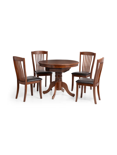 Canterbury Round Extending Table and 4 Canterbury Chairs – Mahogany Effect