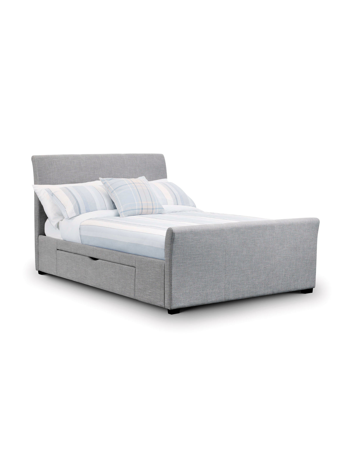 Capri Fabric Bed With Drawers - Light Grey