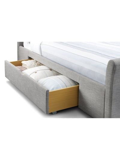 Capri Fabric Bed With Drawers - Light Grey