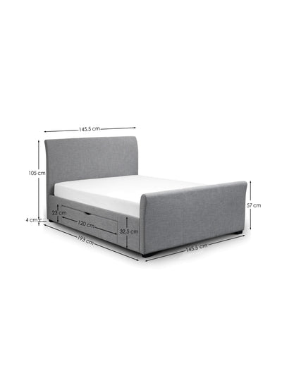 Capri Fabric Bed With Drawers - Light Grey