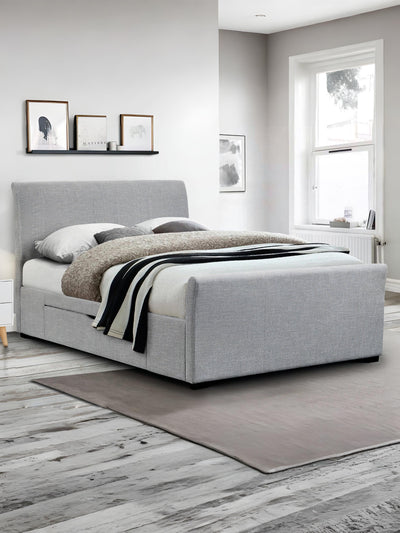Capri Fabric Bed With Drawers - Light Grey