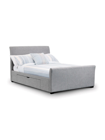 Capri Fabric Bed With Drawers - Light Grey