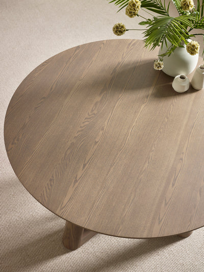 Caravelle Smokey Oak Round Dining Set with 4 Nora Cream Chairs – Smokey Oak and Cream