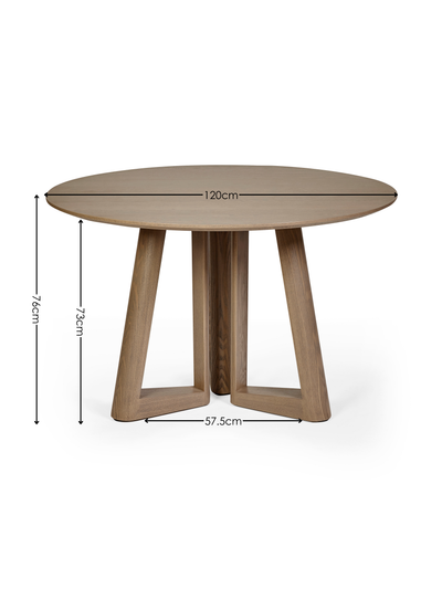 Caravelle Smokey Oak Round Dining Set with 4 Nora Cream Chairs – Smokey Oak and Cream