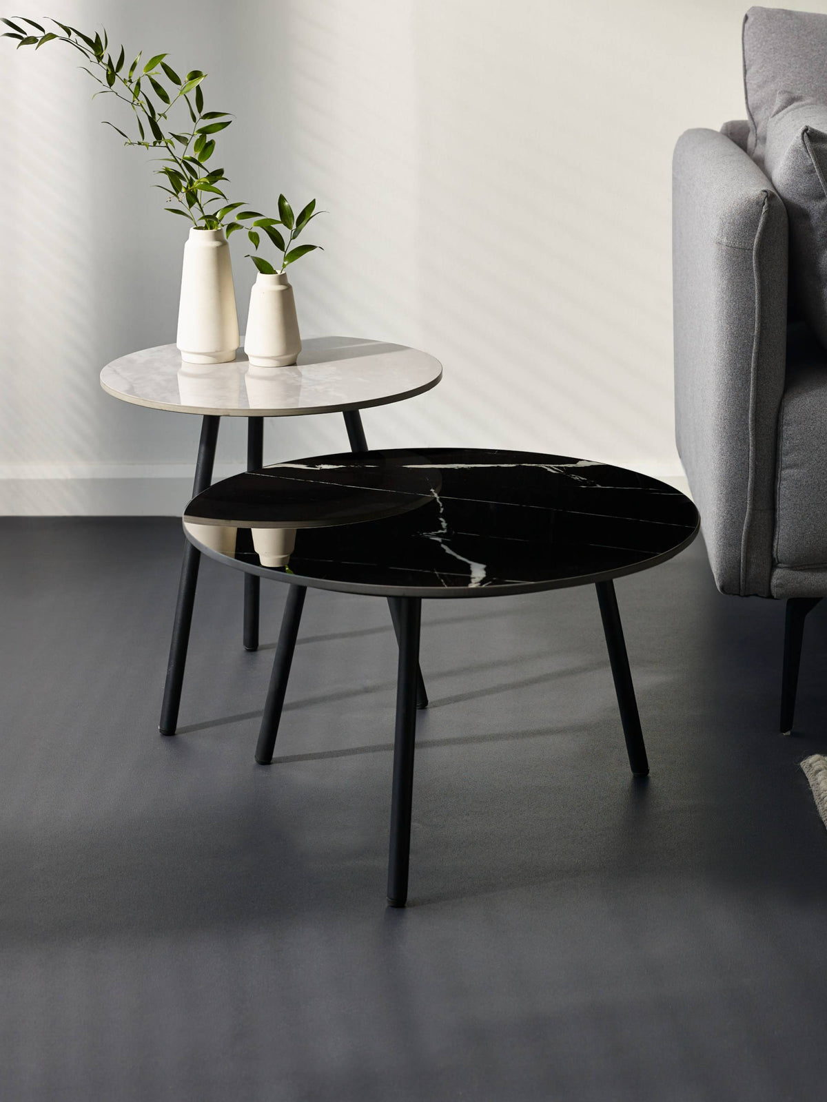 Casper Set of Side Tables Grey and Black