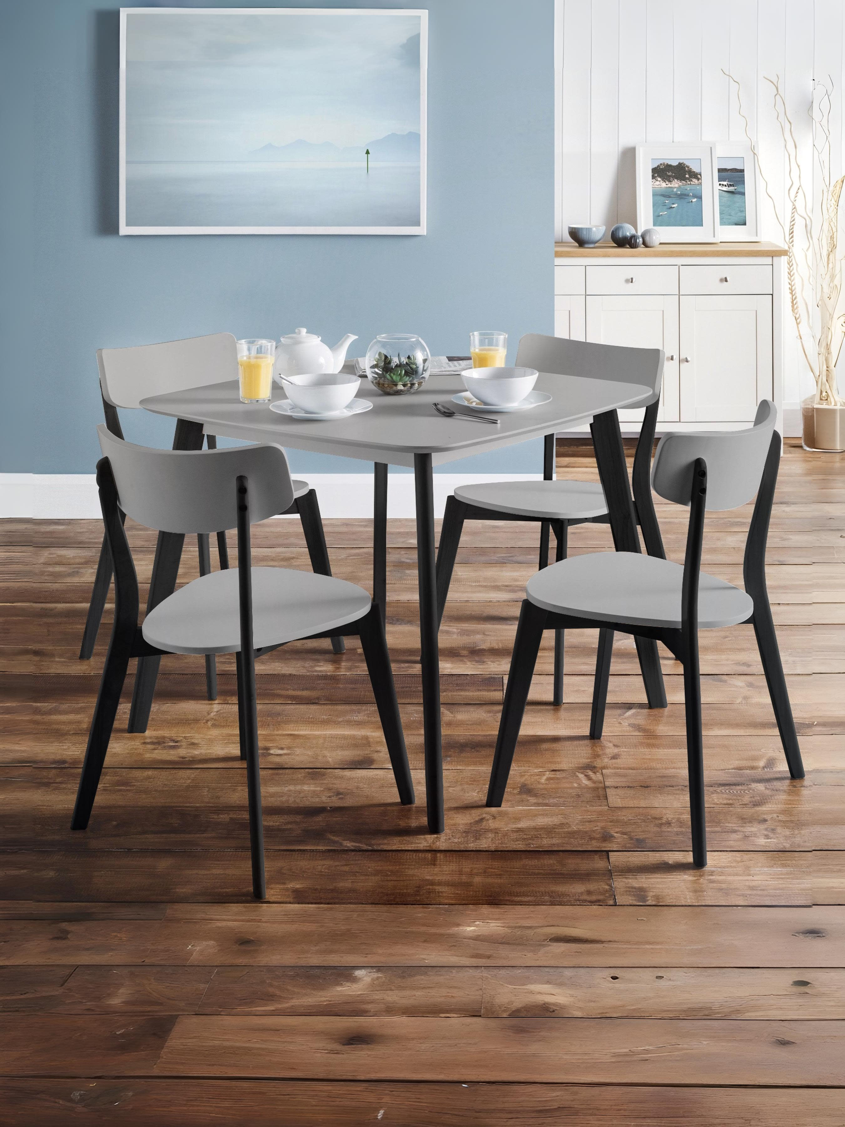 Set of 4 Casa Grey and Black Dining Chairs