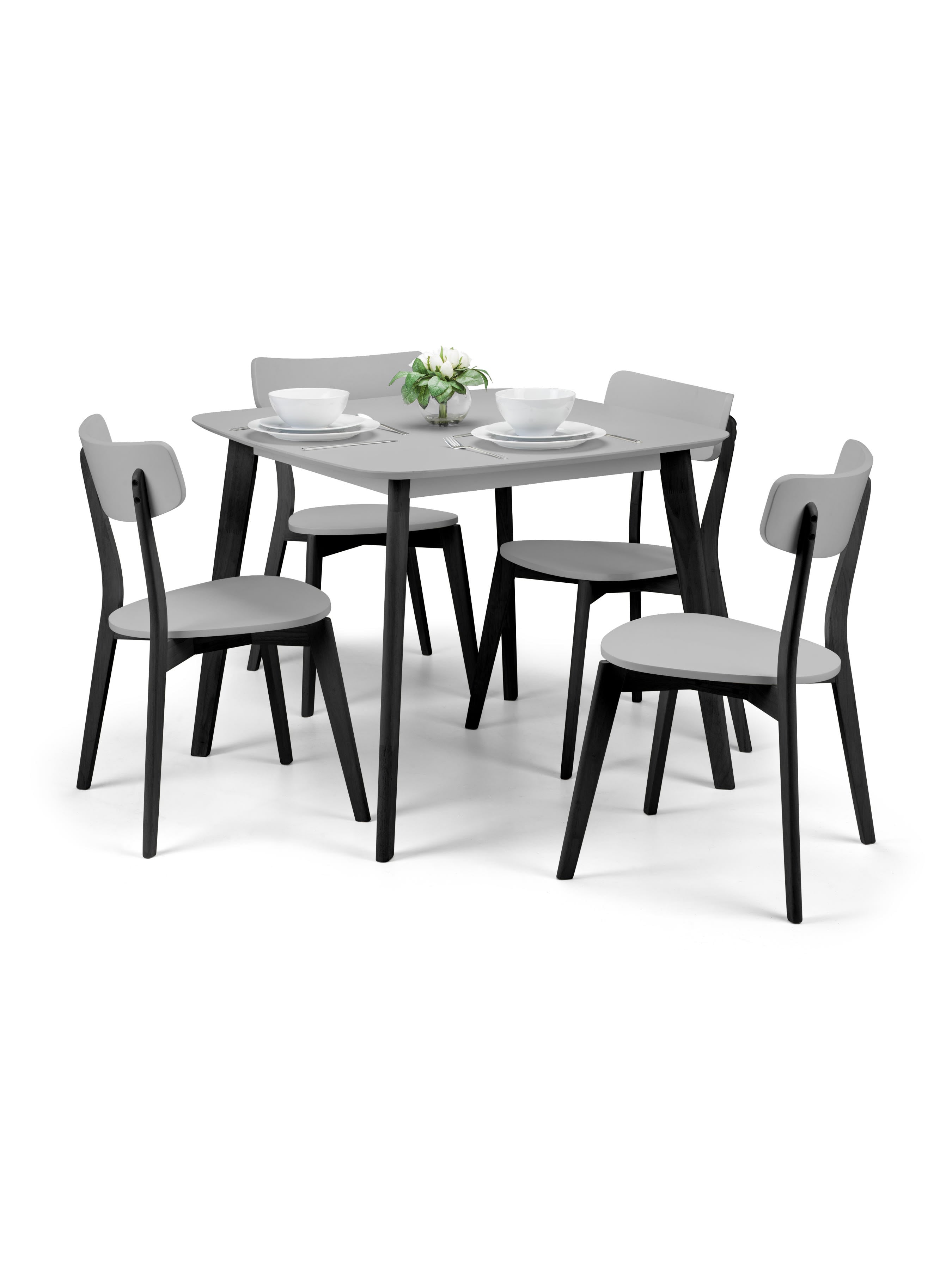 Set of 4 Casa Grey and Black Dining Chairs