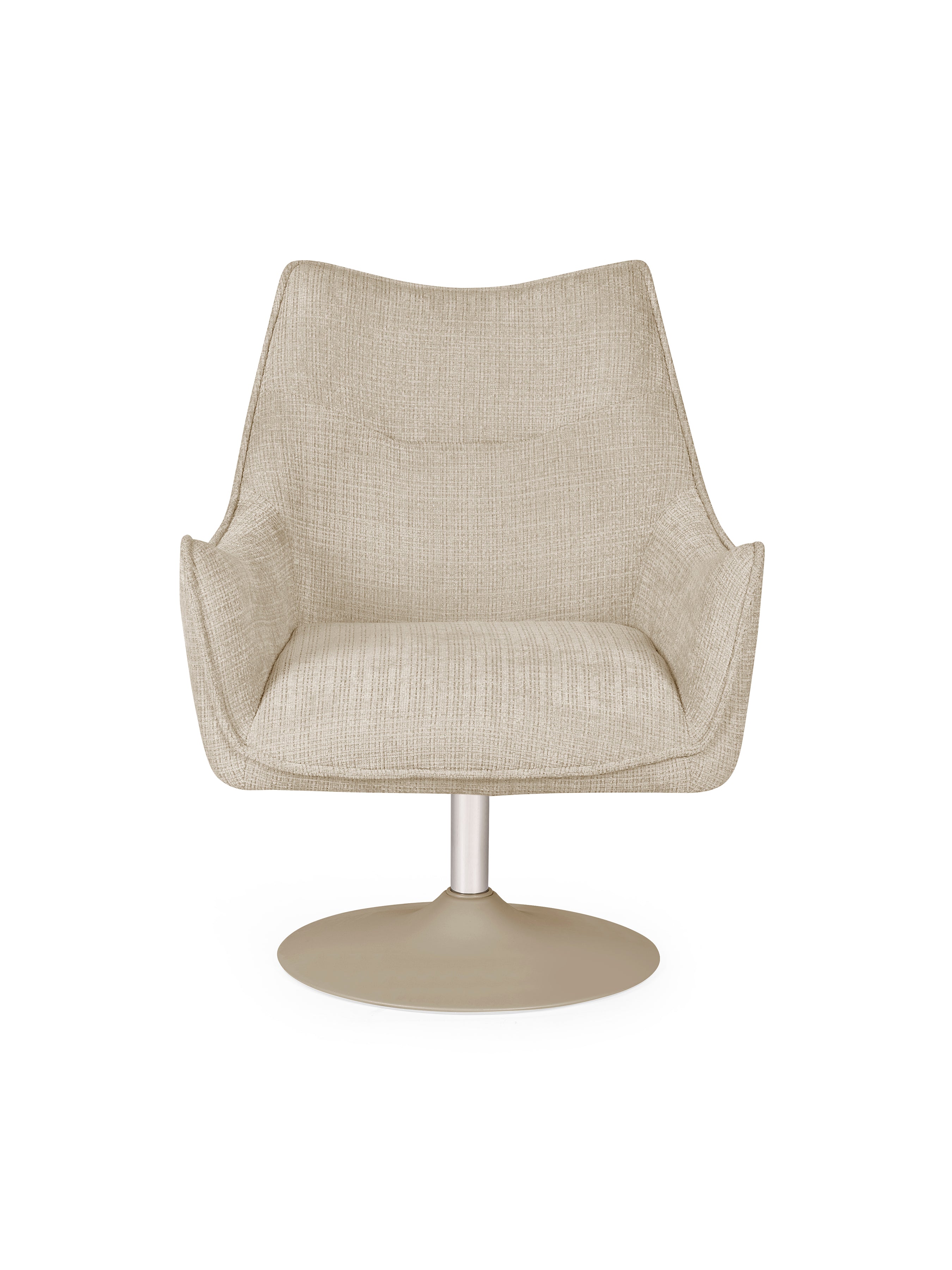 Caspian Upholstered Swivel Lounge Chair – Ivory Chenille
