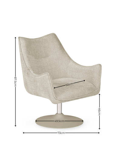 Caspian Upholstered Swivel Lounge Chair – Ivory Chenille