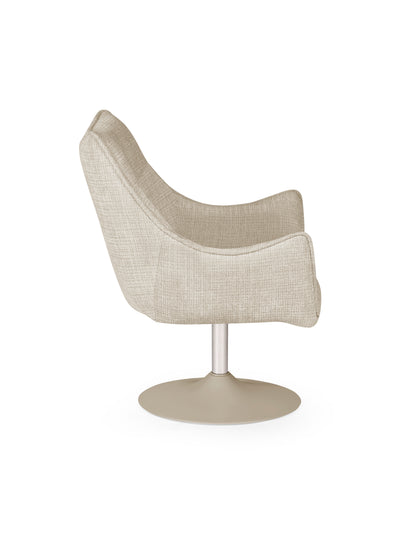 Caspian Upholstered Swivel Lounge Chair – Ivory Chenille