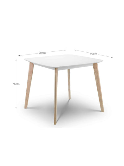 Casa White Square Table and 4 White Casa Chairs – White and Limed Oak Effect