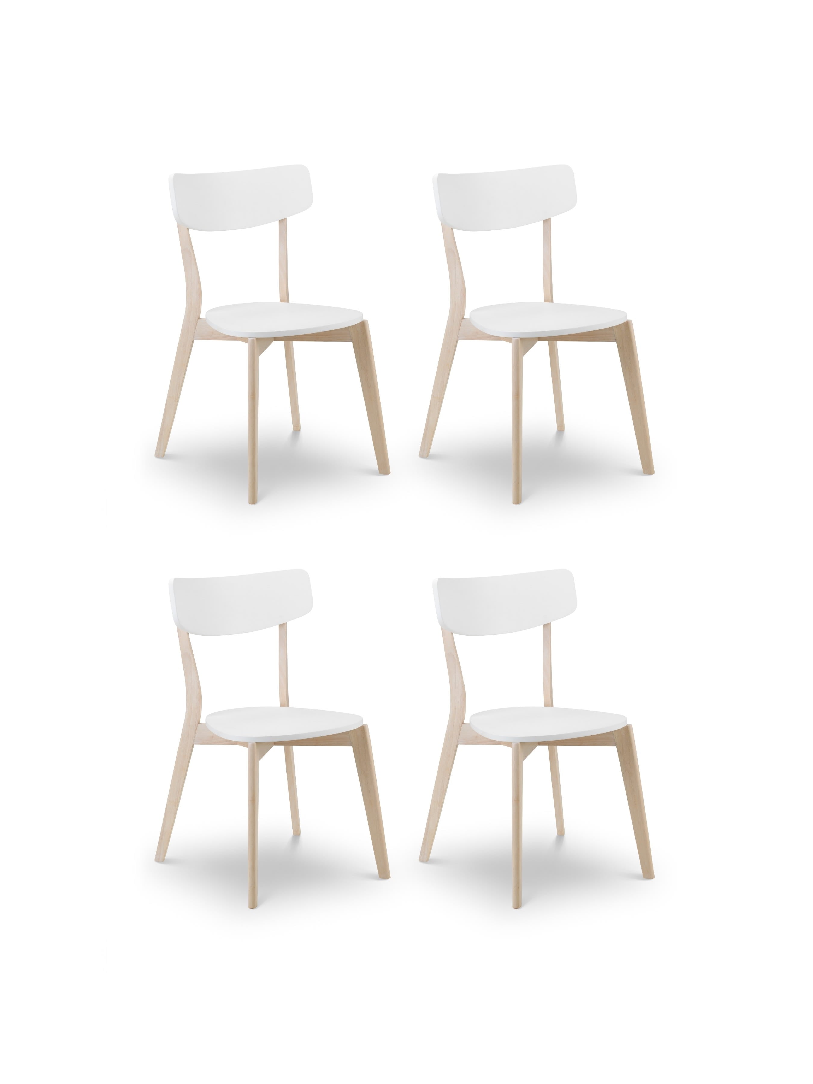 Set of 4 Casa White and Oak Dining Chairs – White and Limed Oak Effect