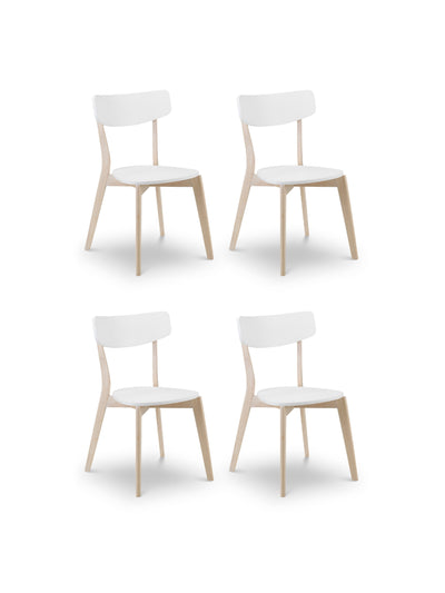 Set of 4 Casa White and Oak Dining Chairs – White and Limed Oak Effect