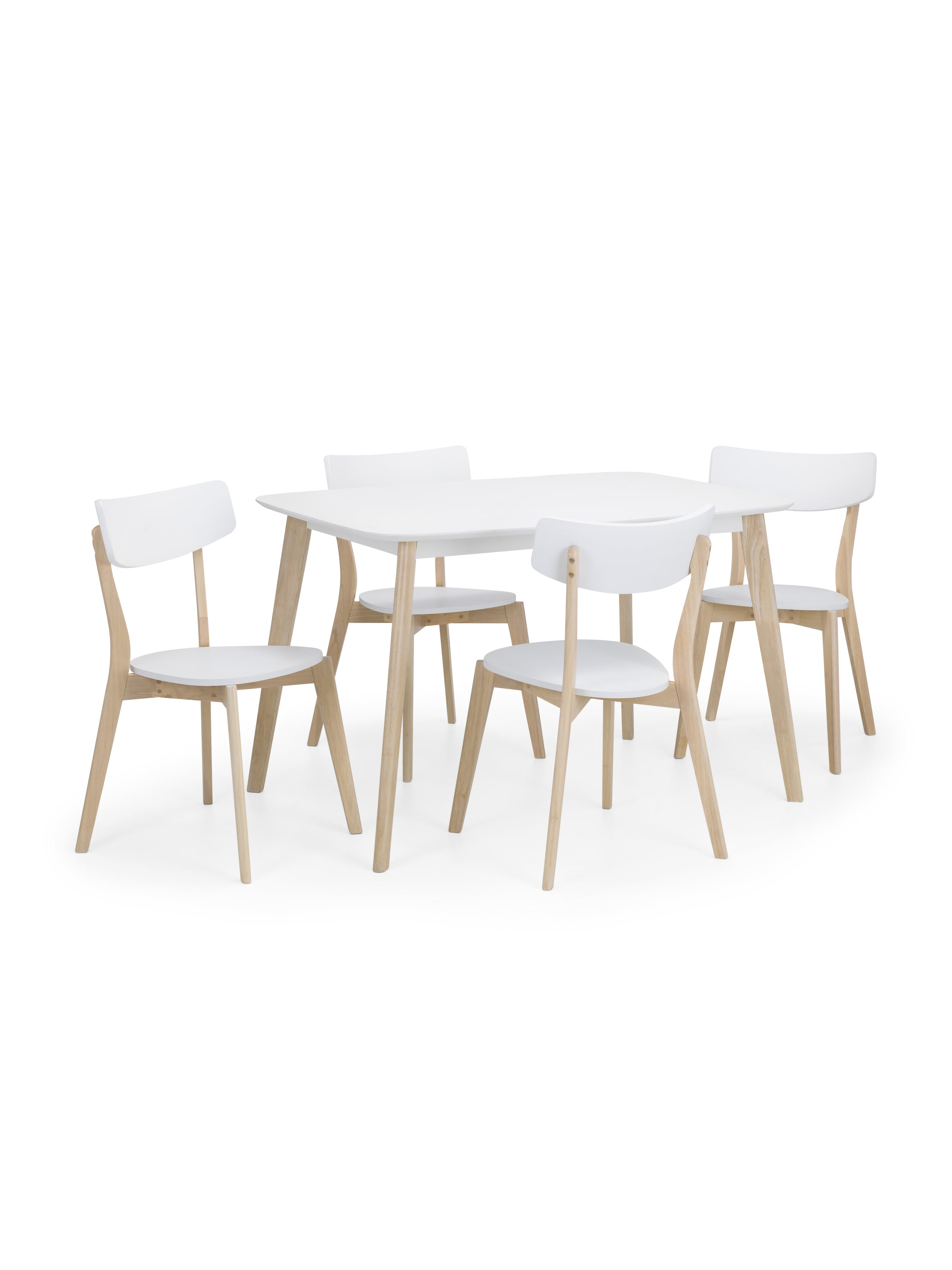 Set of 4 Casa White and Oak Dining Chairs – White and Limed Oak Effect