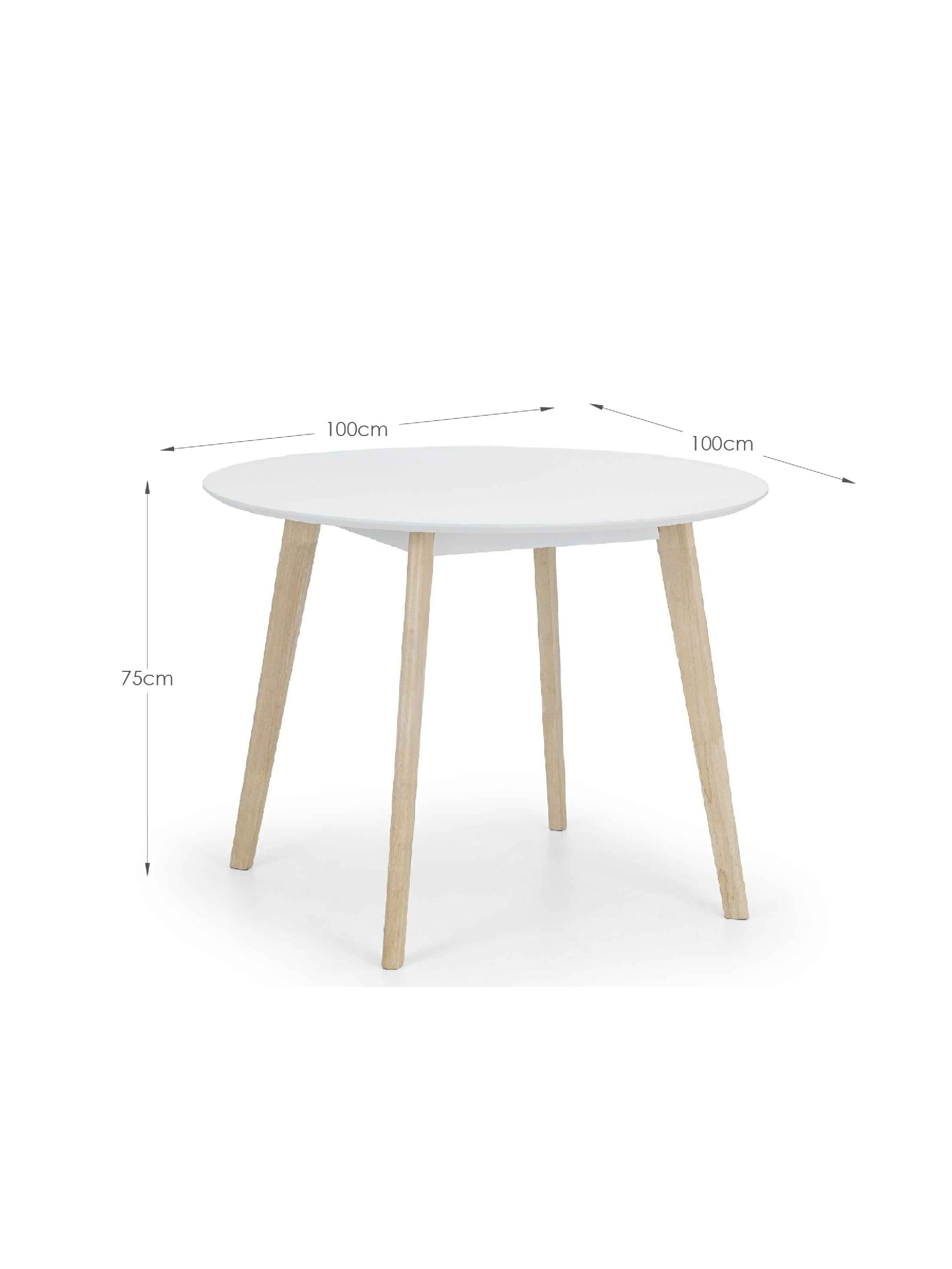 Casa White Round Table and 4 White Casa Chairs – White and Limed Oak Effect