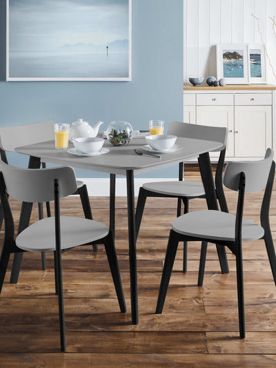 Casa Grey Dining Table & 4 Casa Grey Dining Chairs – Grey and Black