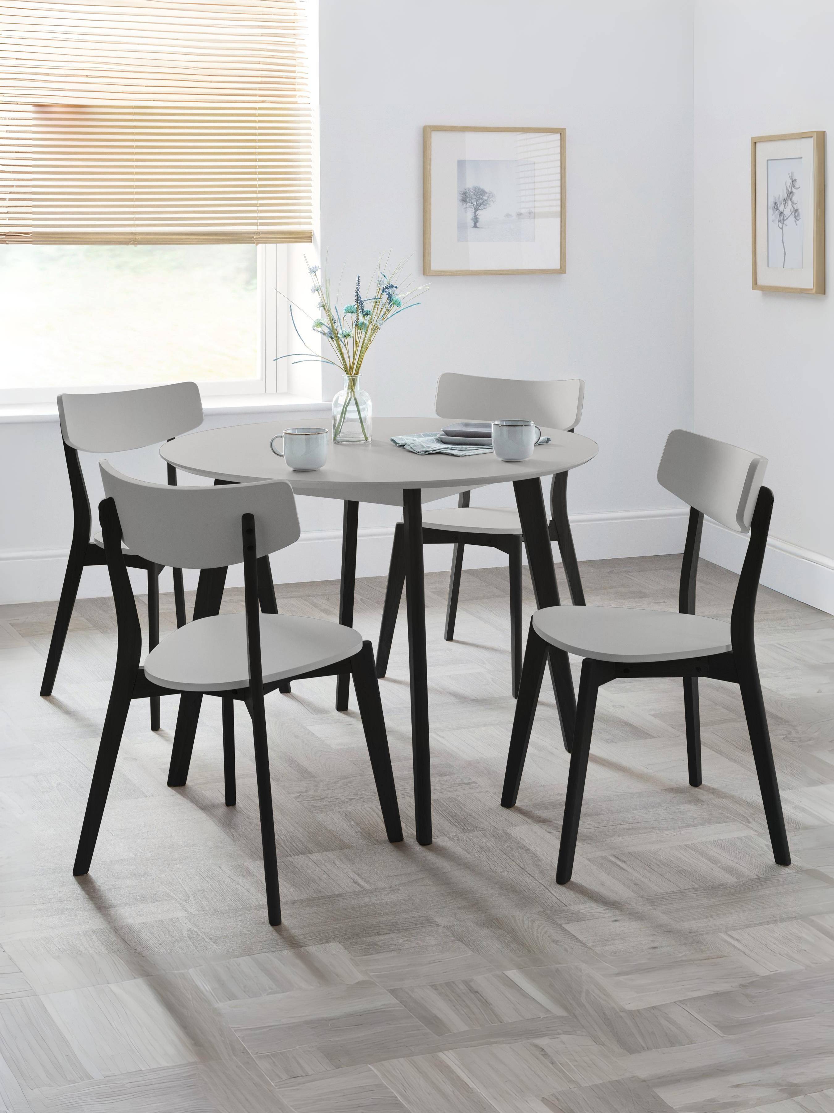 Casa Grey Round Table and 4 Grey Casa Chairs – Grey and Black