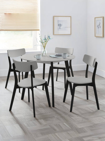 Casa Grey Round Table and 4 Grey Casa Chairs – Grey and Black