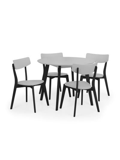 Casa Grey Round Table and 4 Grey Casa Chairs – Grey and Black
