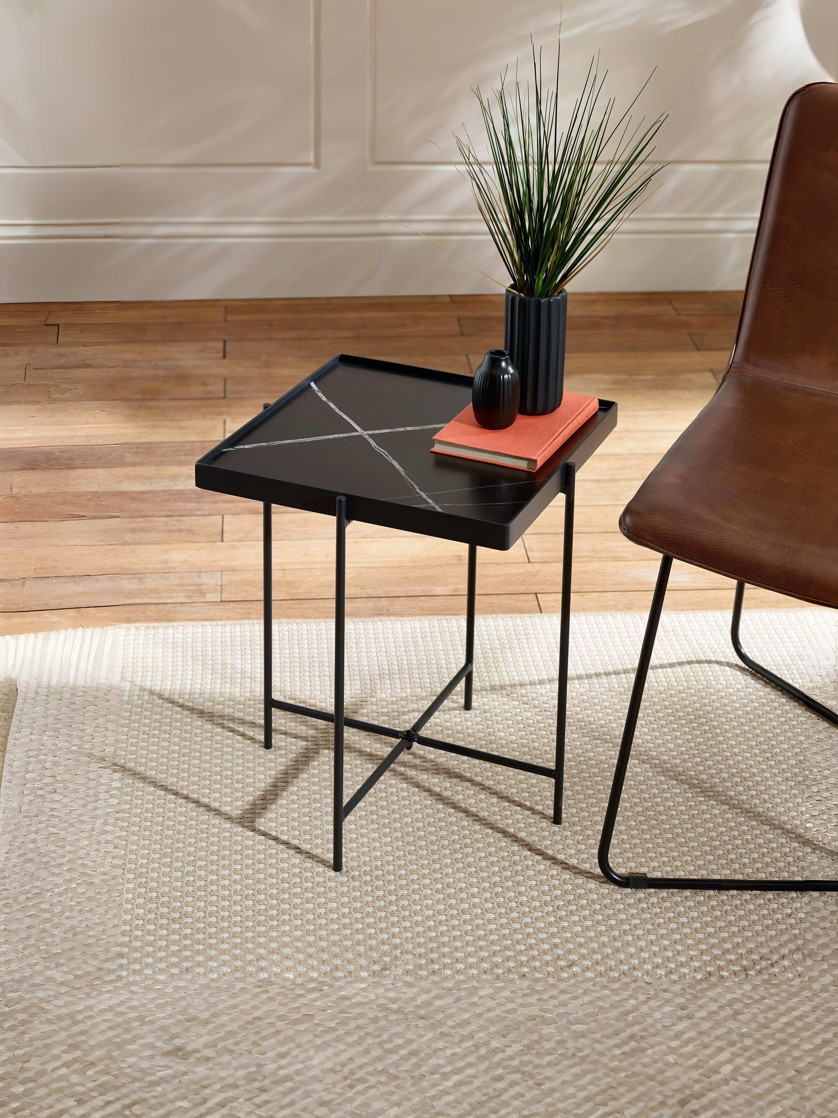 Celia Square 47cm Side Table – Black Marble Effect