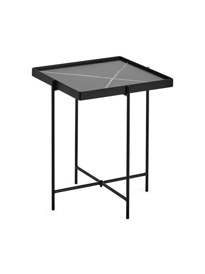 Celia Square 47cm Side Table – Black Marble Effect