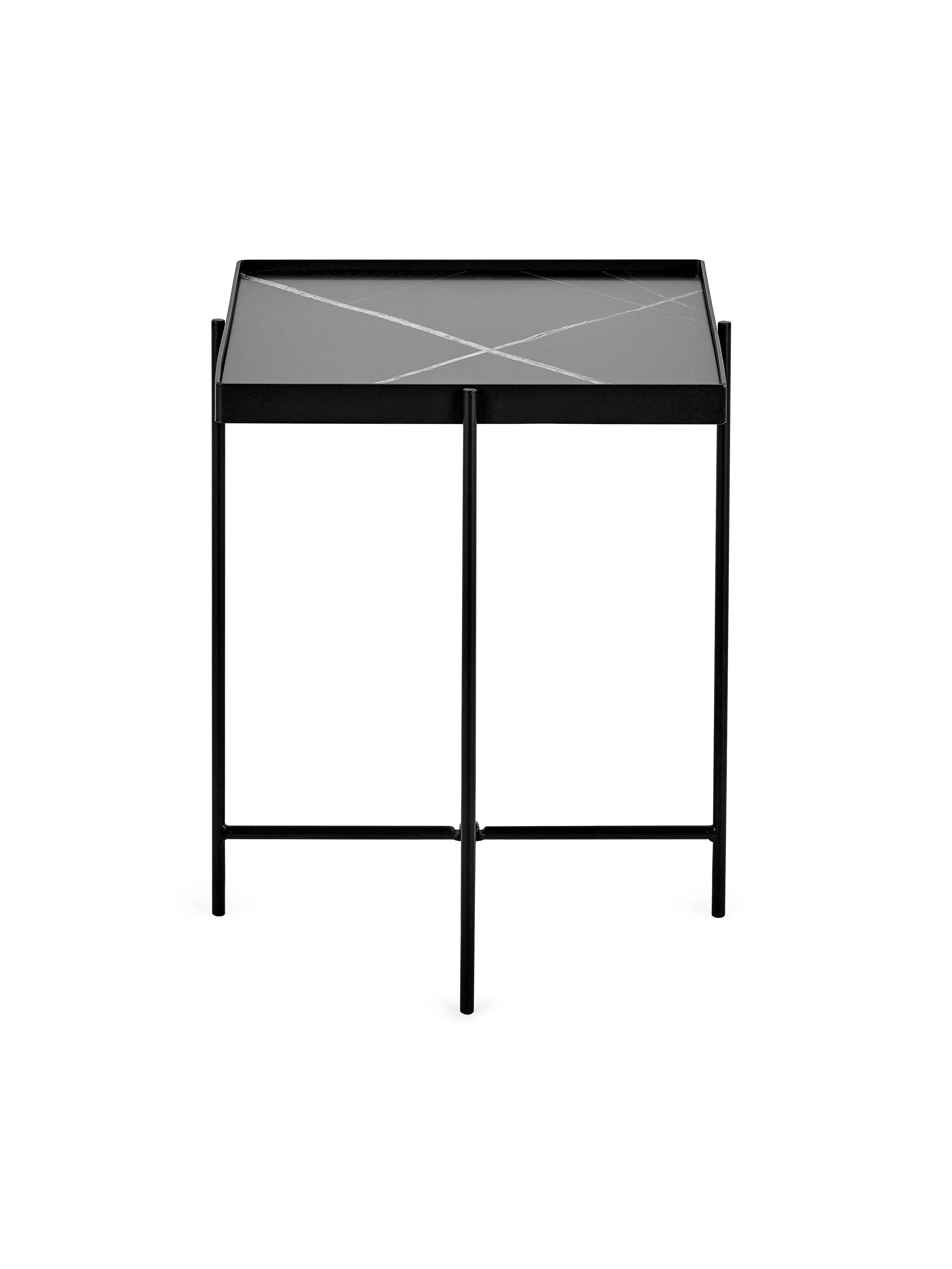 Celia Square 47cm Side Table – Black Marble Effect