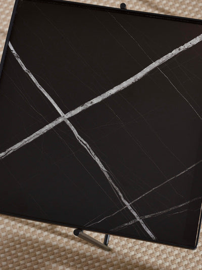 Celia Square 47cm Side Table – Black Marble Effect