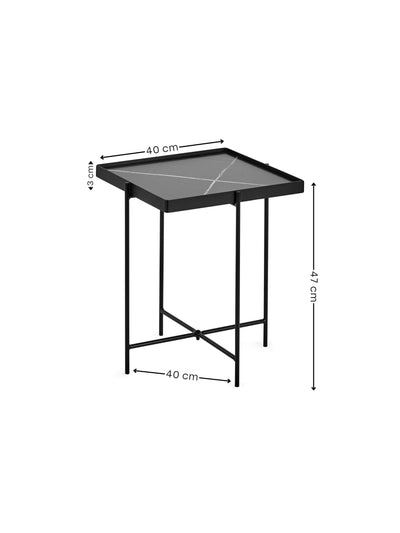 Celia Square 47cm Side Table – Black Marble Effect