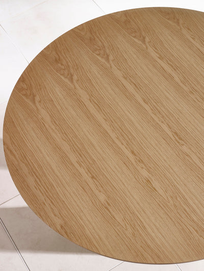 Cellini Round Oak Effect Dining Table Set with 4 Lottie Orange Chenille Upholstered Dining Chairs – Natural Oak Effect