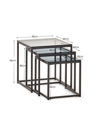 Chicago Nest Of 3 Tables Smoked Glass