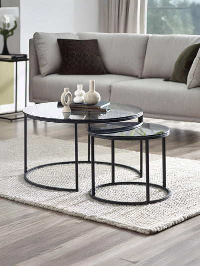 Chicago Round Nesting Coffee Tables Smoked Glass